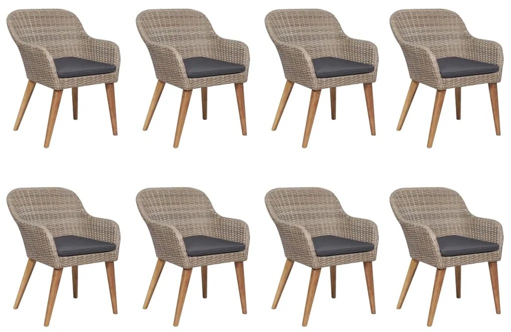 Set da pranzo da giardino 9 pz marrone