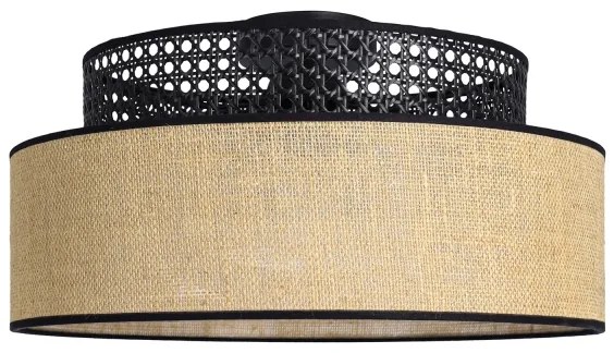 Plafoniera BOHO 1xE27/60W/230V diametro 40 cm nero/rattan