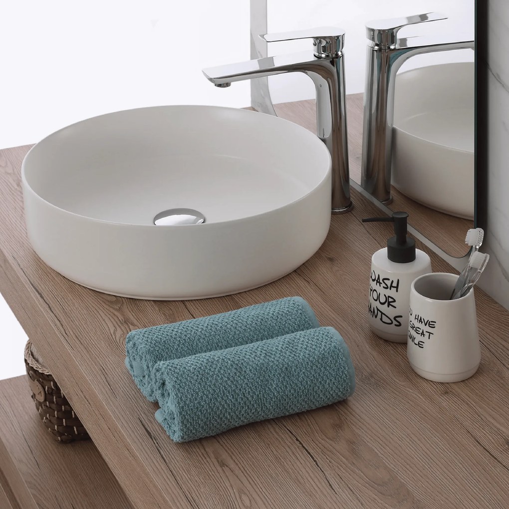 Lavabo D'Appoggio 40 Cm Bianco Opaco
