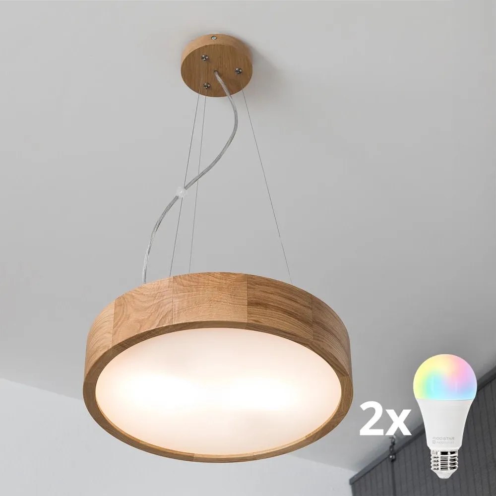Brilagi - Lampadario LED RGBW dimmerabile CARVALHO 2xE27/9W/230V Wi‑Fi rovere Ø 37 cm