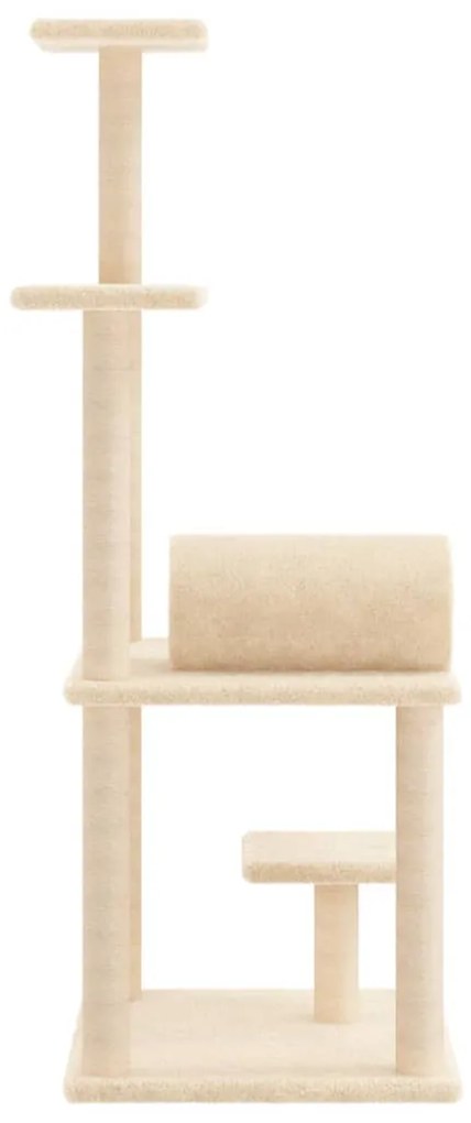 Albero per gatti con tiragraffi in sisal crema 136 cm