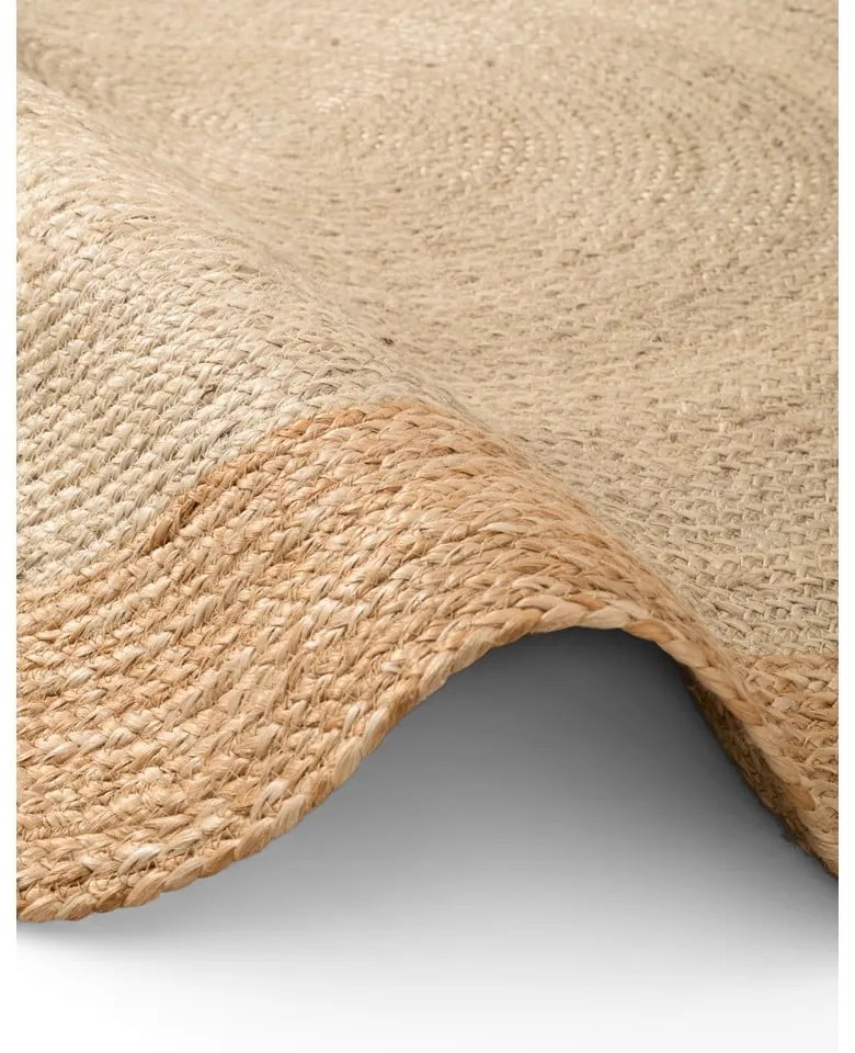 Tappeto rotondo avorio in iuta reversibile e tessuto a mano ø 160 cm Jutta Ivory – Hanse Home