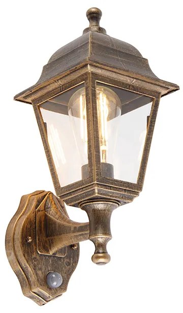 Lampada da parete antica dorata IP44 con sensore di movimento - Capital