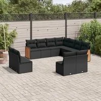 Set Divani da Giardino 11 pz con Cuscini in Polyrattan Nero 3227763