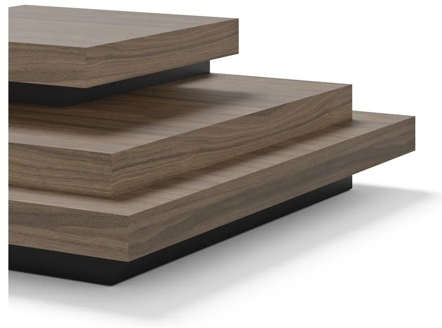 Tavolino in noce decorato in nero-naturale 110x110 cm Slate - TemaHome