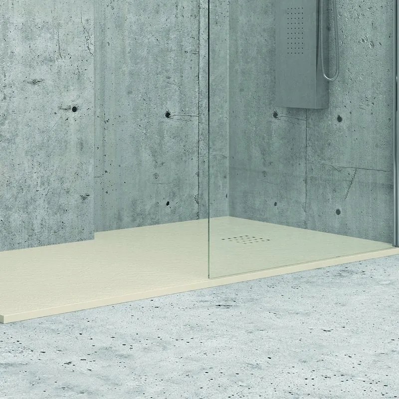 Kamalu - Piatto doccia 160x90 effetto pietra colore avorio crema