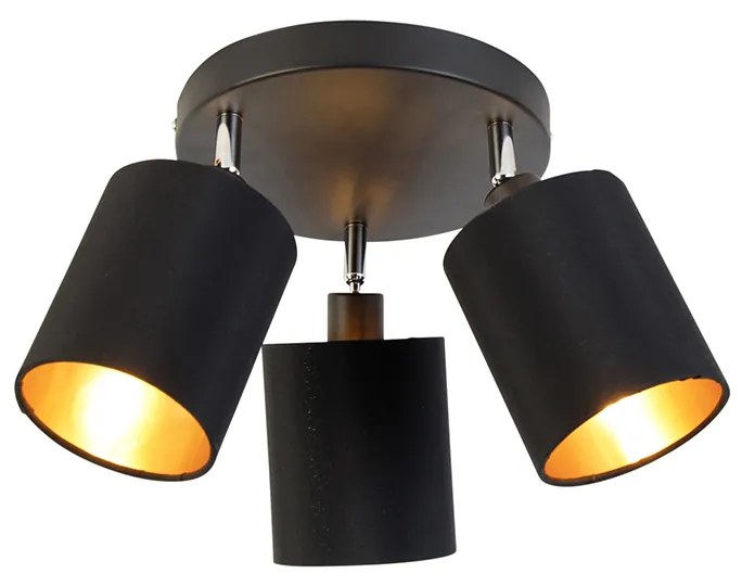 Faretto moderno nero con interno dorato 3 luci - Lofty