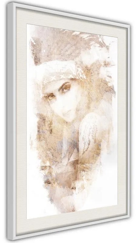 Poster  Mysterious Look (Beige)  Cornice Quadri Cornice nera con pass-partout, Larghezza x Altezza Home decor 30x45