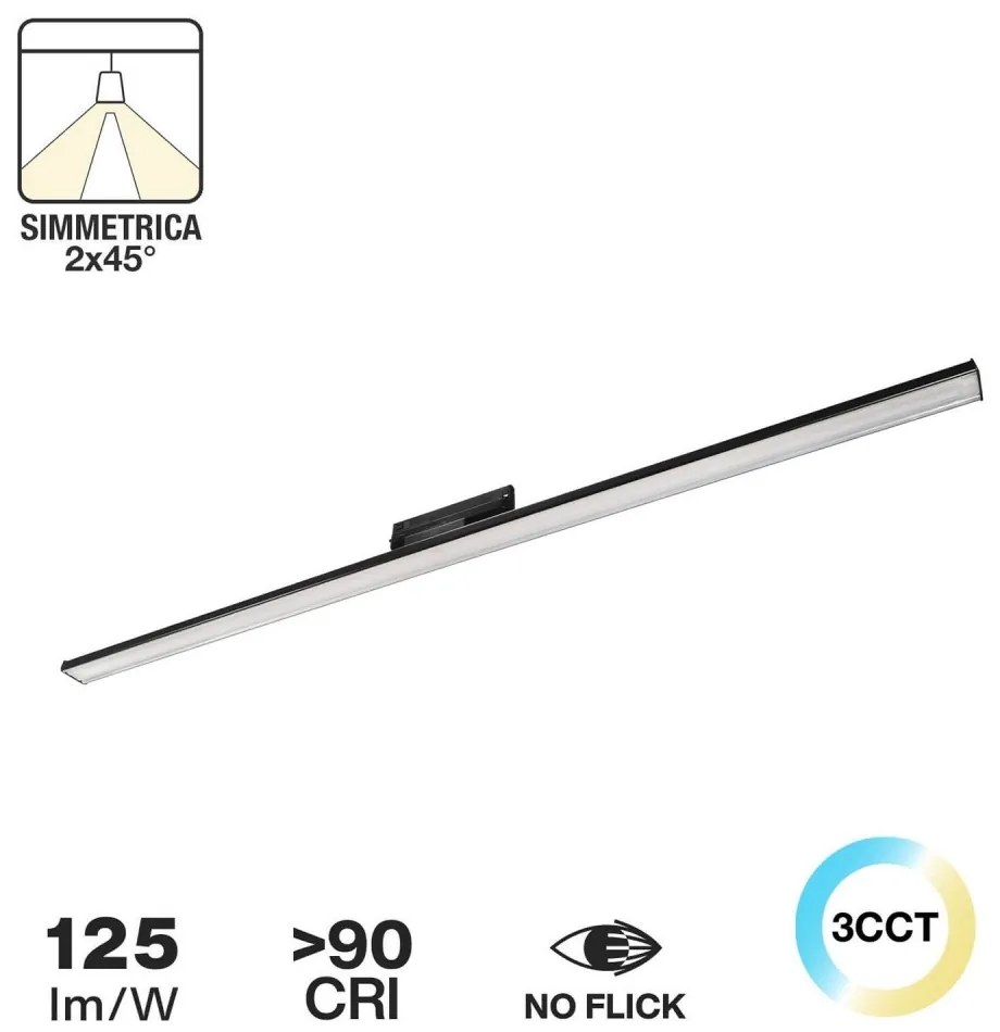 Lampada LED Lineare 45°, 42W, Nera con driver Philips , Trifase, CCT Colore Bianco Variabile CCT