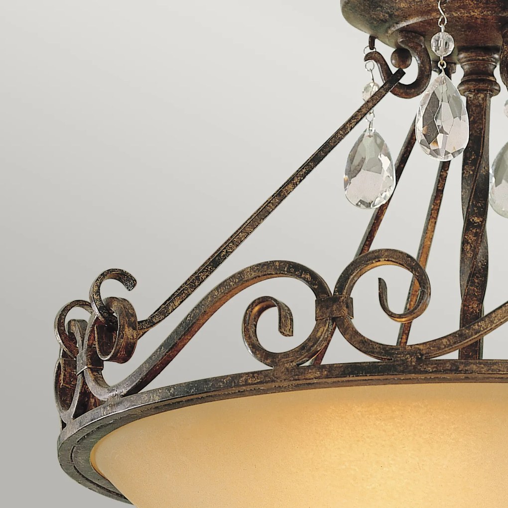 Lampadario Contemporaneo Chateau Acciaio Bronzo Moka Cristallo 2 Luci E27