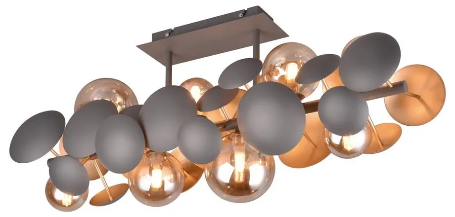 Lampada da soffitto con paralume in vetro grigio-oro 76x22 cm Bubble - Trio Select