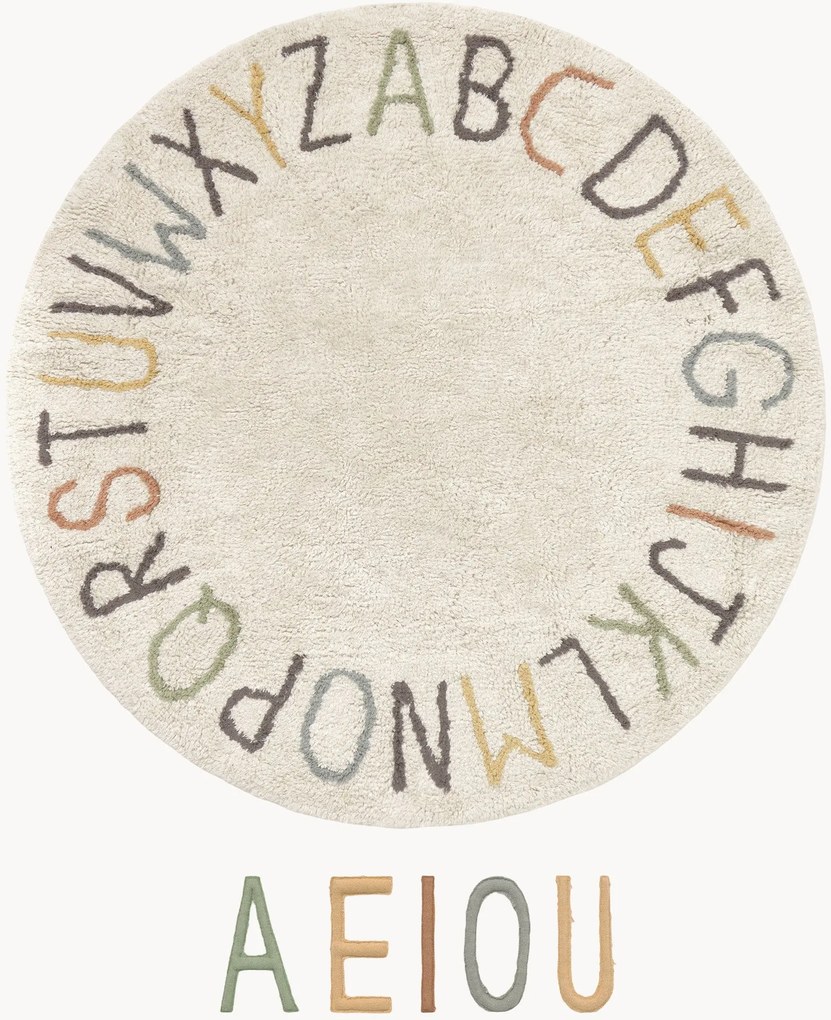 Tappeto rotondo per bambini fatto a mano Back To School, lavabile