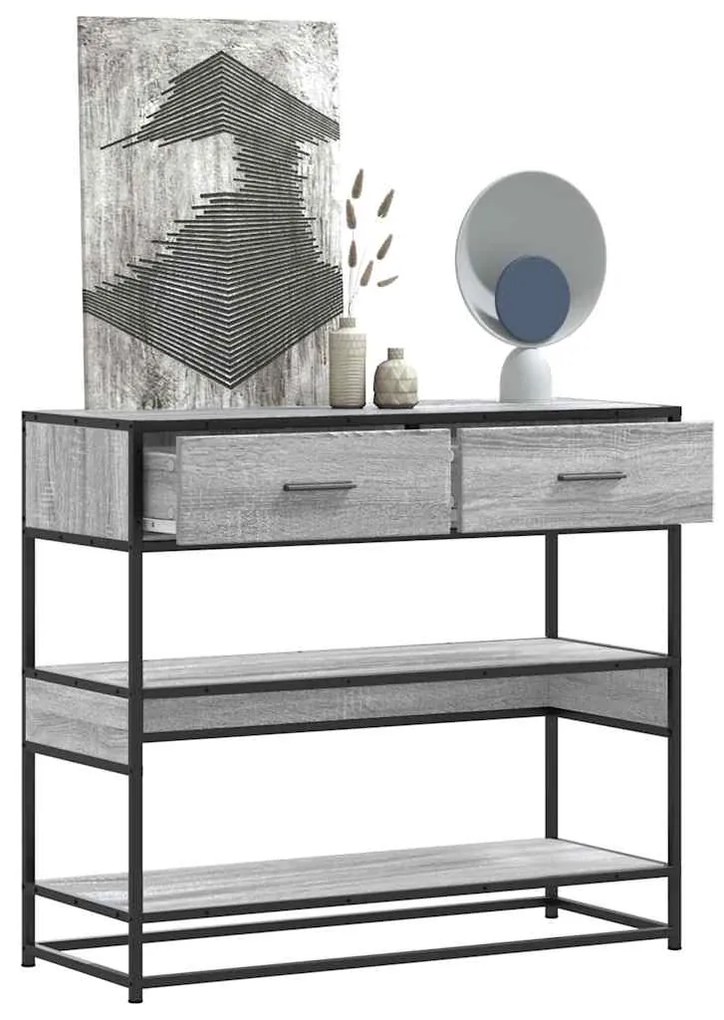 Tavolo Consolle Rovere Sonoma 90x35x80 Cm İn Legno Multistrato /