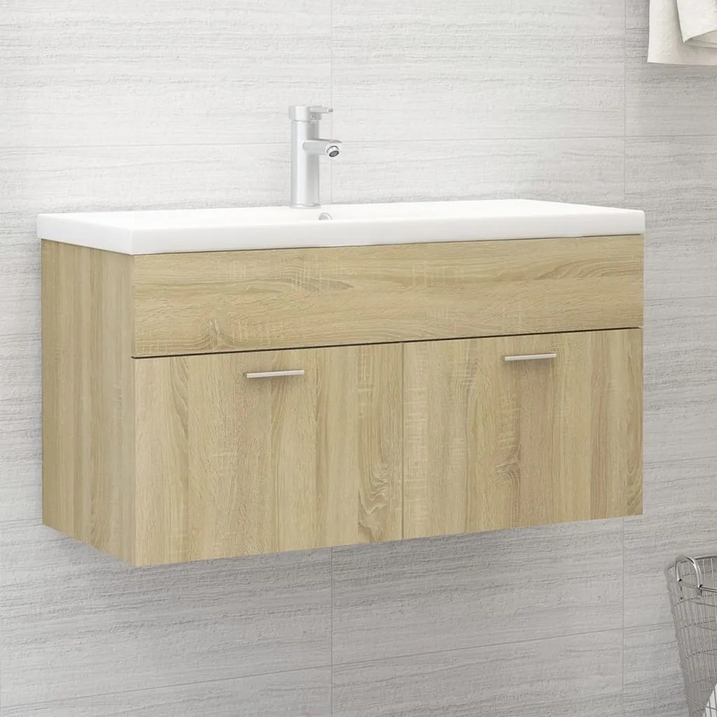 Mobile bagno con lavabo integrato rovere sonoma in truciolato