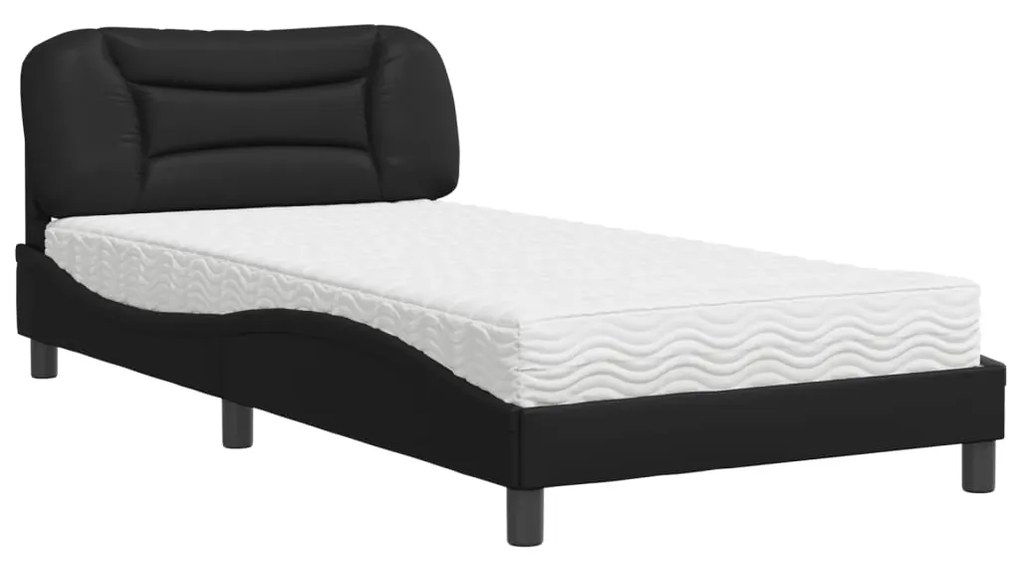 Letto con materasso nero 100x200 cm in similpelle