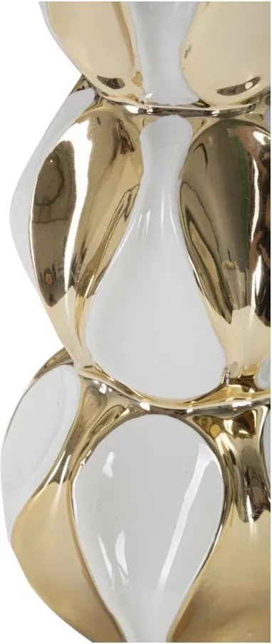 Lampada da tavolo bianca/dorata in ceramica con paralume in tessuto (altezza totale 46 cm) Glam Balls – Mauro Ferretti