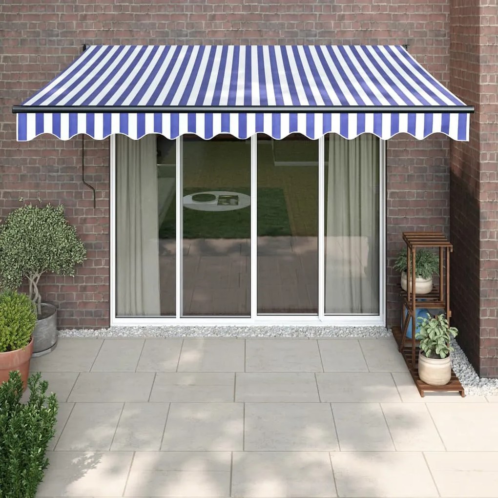 Tenda Sole Automatica Retrattile Blu e Bianca 3x2,5 m