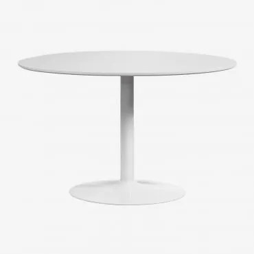 Tavolo Da Pranzo Rotondo In Mdf E Metallo Yvetta Bianco & Ø120 Cm & Bianco - Sklum