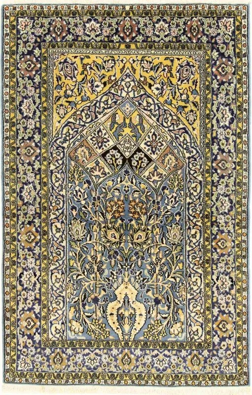 Ghom Tappeto 160 x 100 Blu (Iran) Annodato A Mano