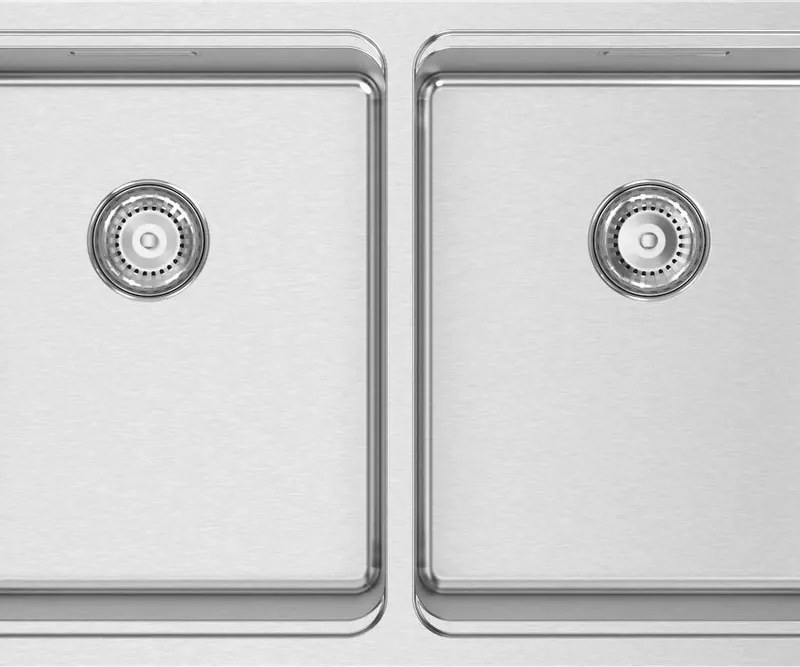 Lavello 2 vasche in inox argento RODI Una 75 L 74 x L 44 cm