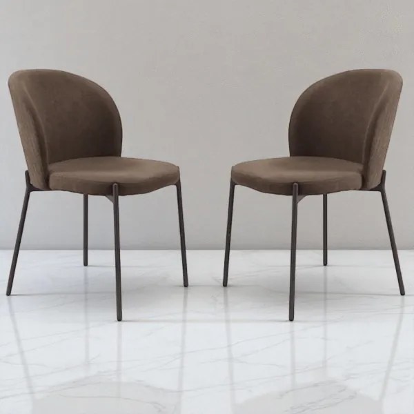 Sedia in tessuto Marrone con struttura in metallo MEGGIE 2 sedie