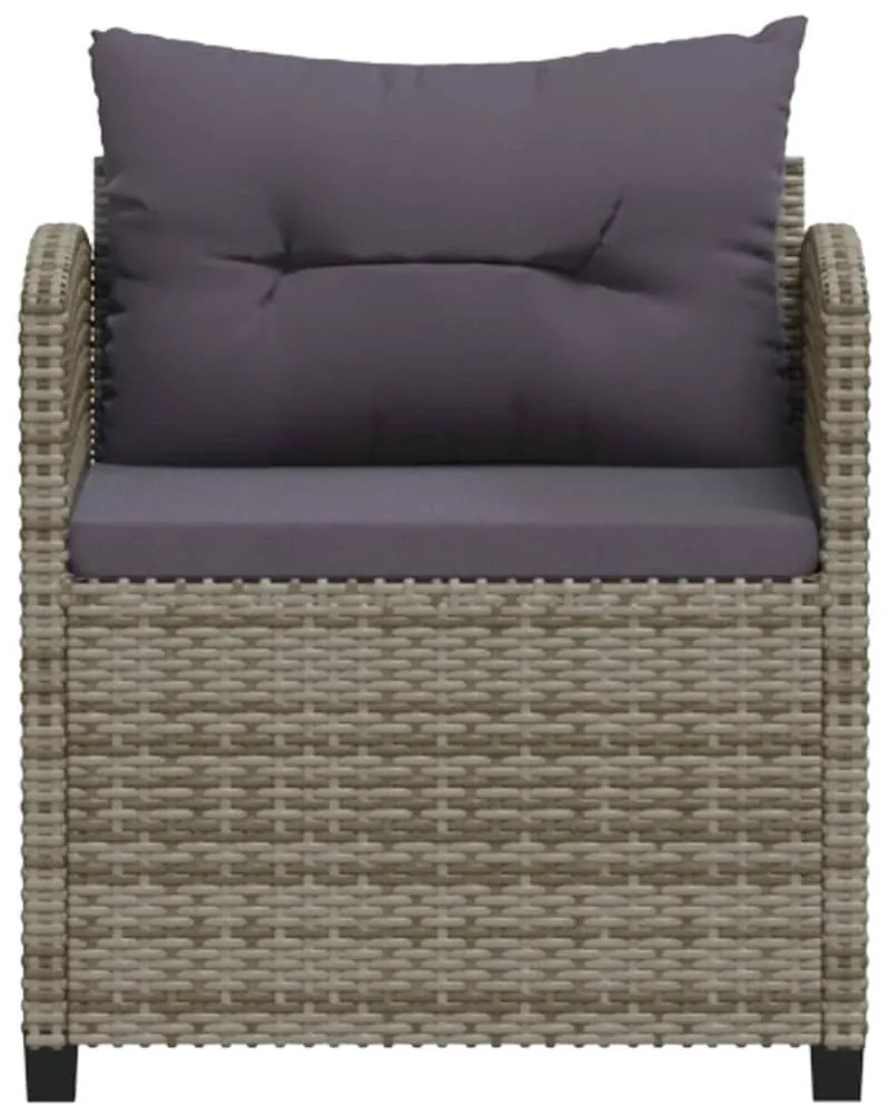 Set Divani da Giardino 3 pz con Cuscini in Polyrattan Grigio