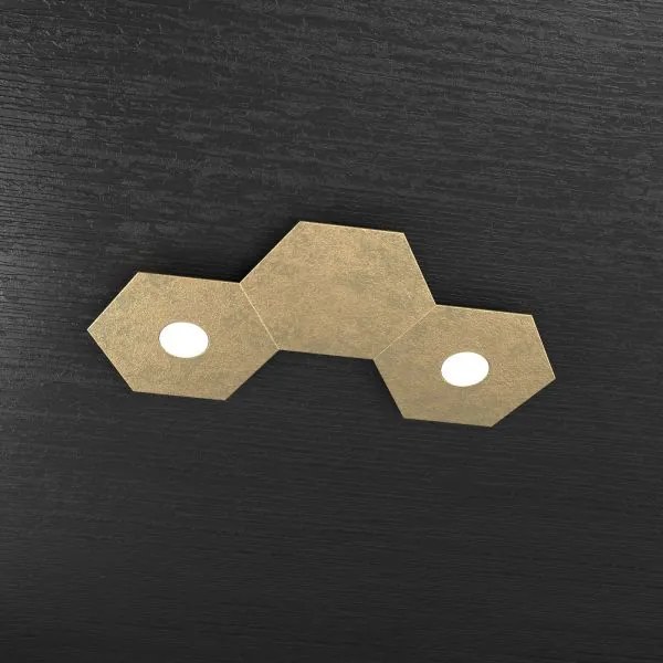 Hexagon applique-plafoniera 2 luci + 1 decorativo foglia oro 1142-2...