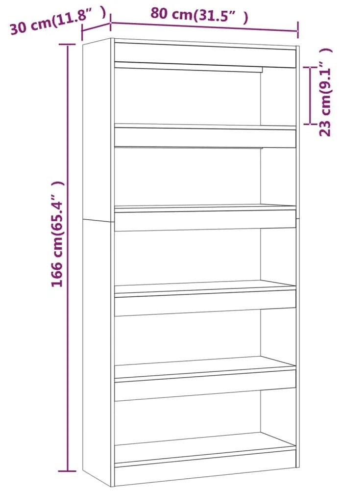 Libreria/Divisorio Bianco 80x30x166 cm in Truciolato