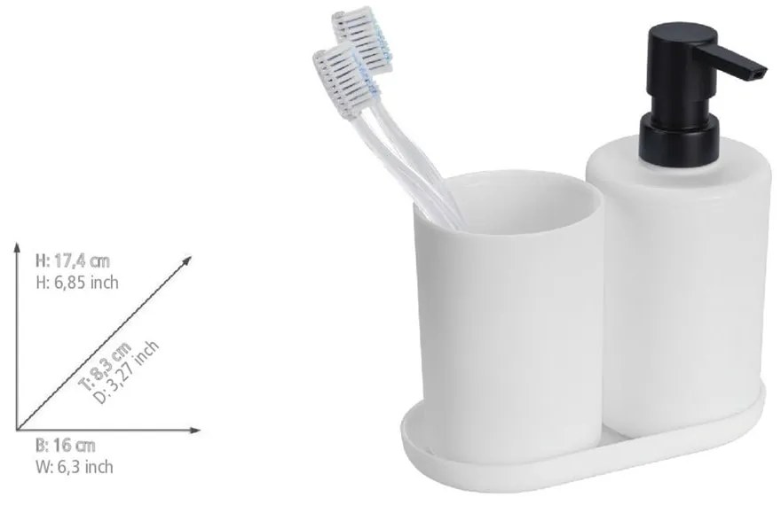 Set di accessori per il bagno bianco opaco in plastica Fano – Allstar