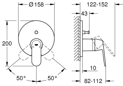 GROHE 24045000 - Rubinetto EUROSMART con deviatore a due vie, cromo lucido