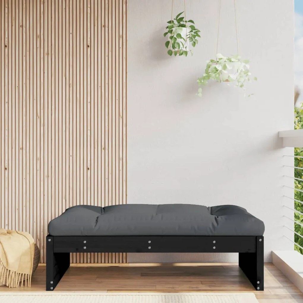 Poggiapiedi Da Giardino 120x80 Cm Legno Massello Di Pino Nero /