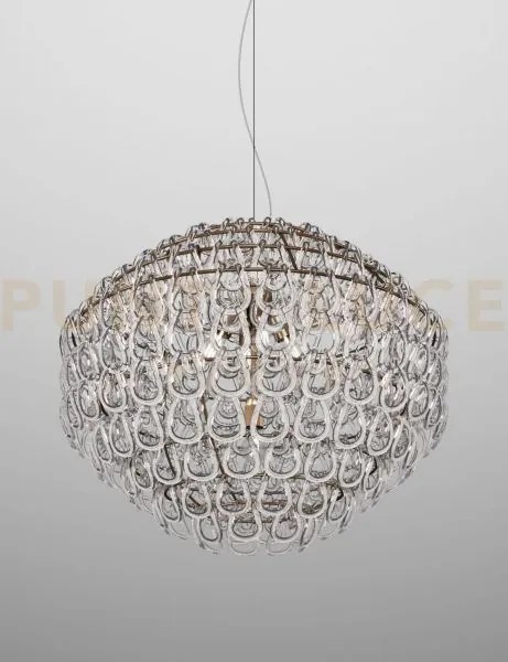 Giogali sospensione 85 cristallo trasparente e bronzo opaco 5 luci ...