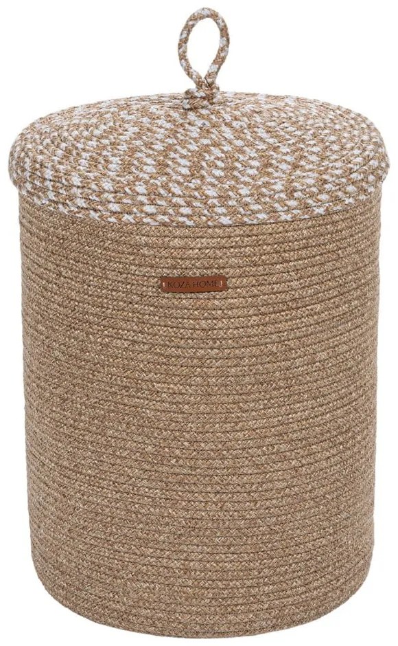 Scatola con coperchio beige in tessuto 36x45x50 cm – Mioli Decor
