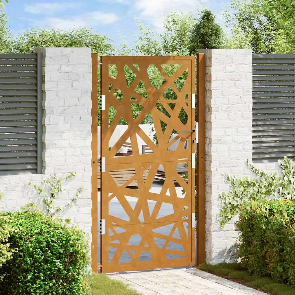Cancello Da Giardino 105x180 Cm Acciaio Corten Design Leggero /