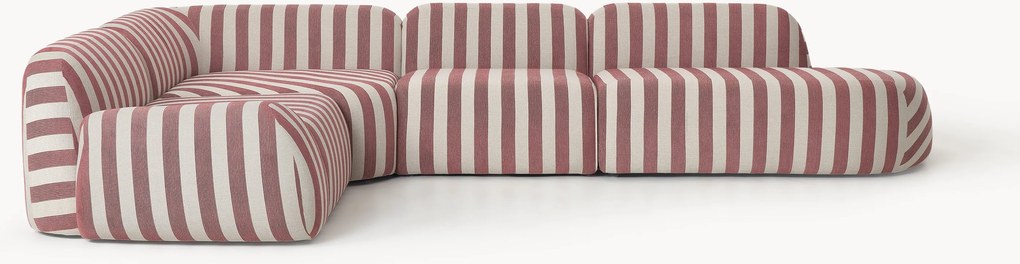 Divano angolare componibile XL a righe con chaise longue Wolke