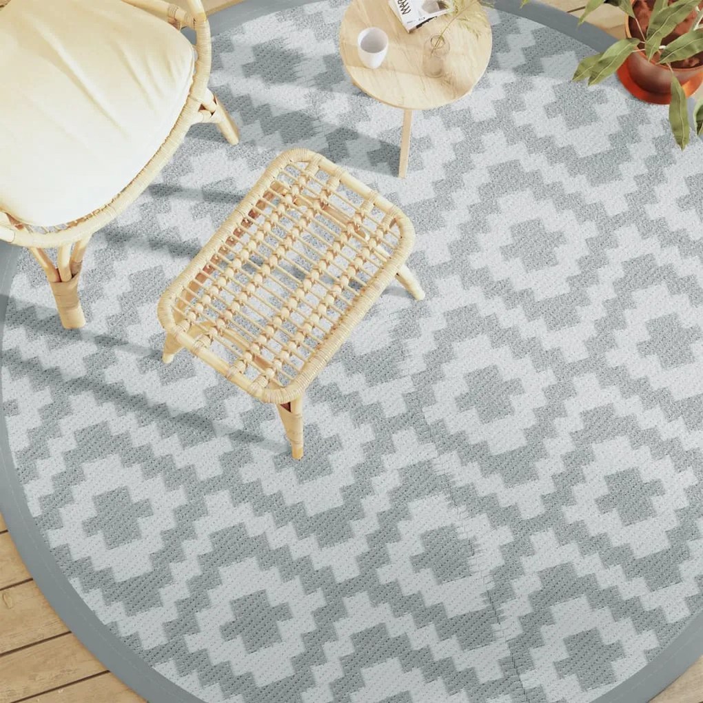 Tappeto Da Esterno Arakıl Grigio Ø200 Cm İn Pp /