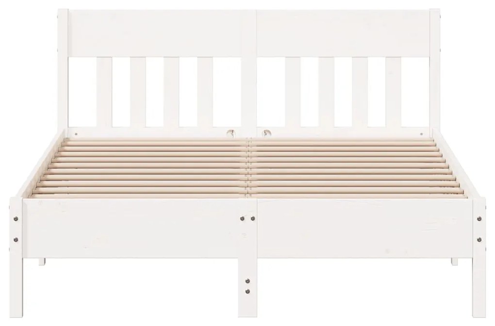 Giroletto con testiera bianco 140x190 cm in legno massello pino