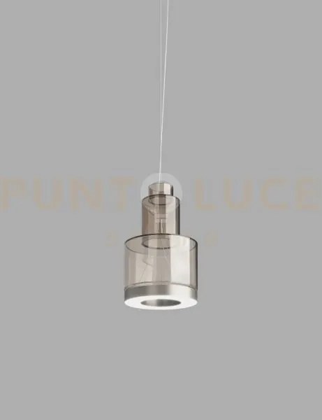 Medea sospensione 2 fume' trasparente acciaio satinato l3204 led 30...