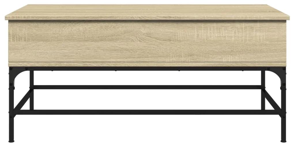 Tavolino rovere sonoma 100x50x45 cm legno multistrato e metallo