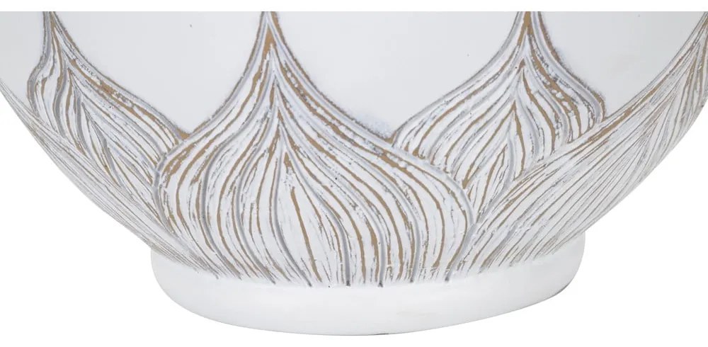 Lampada da tavolo con paralume in tessuto bianco e oro (altezza 59 cm) Atene - Mauro Ferretti