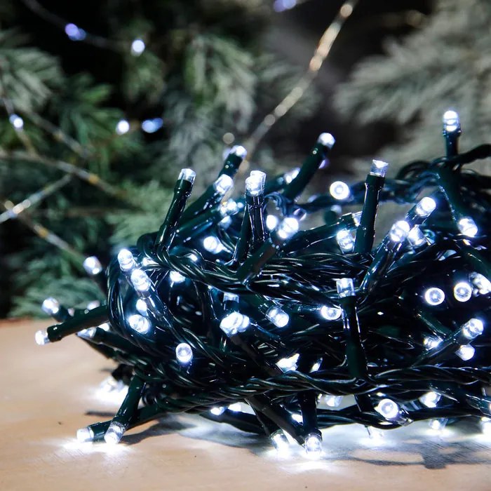 Catena di luci per esterno energia solare 20 metri Bianco Freddo