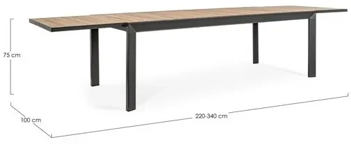 Tavolo In Alluminio E Teak Allungabile 100x228/294 Cm Cameron Bianco  Bizzotto