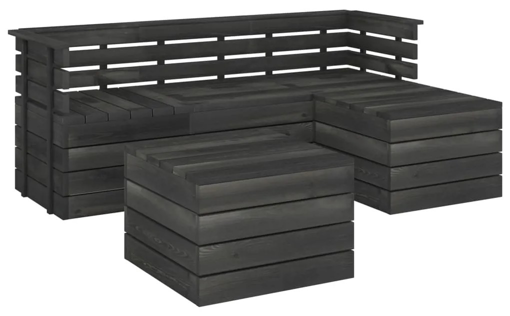 Set Divani da Giardino su Pallet 5 pz Legno Pino Grigio Scuro