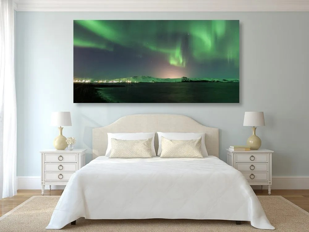 Quadro su tela – Straordinaria aurora verde