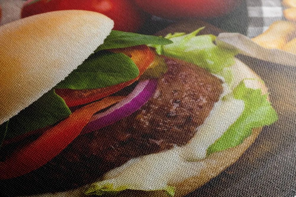 Quadro su tela – Hamburger con patatine