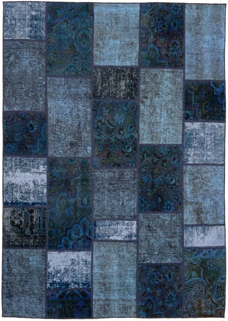 Patchwork Tappeto 240 x 170 Blu (Iran) Annodato A Mano