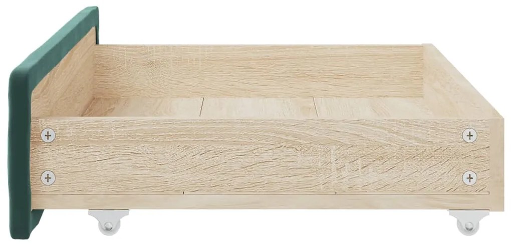 Cassetti da letto 2pz verde scuro legno multistrato e velluto