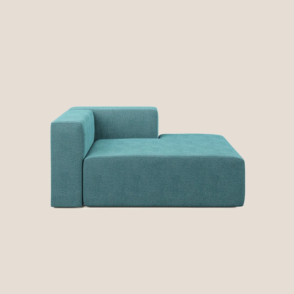 Nettuno modulo chaise longue in morbido tessuto bouclè T07 azzurro