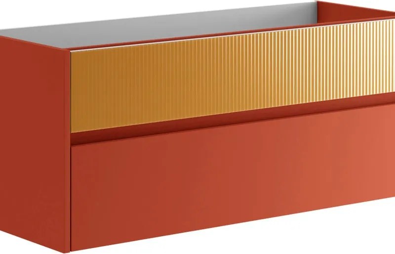 Mobile da bagno sospeso sotto lavabo Niwa 2 cassetti L 119.5 x H 50 x P 45.5 cm paprika e senape cannettato