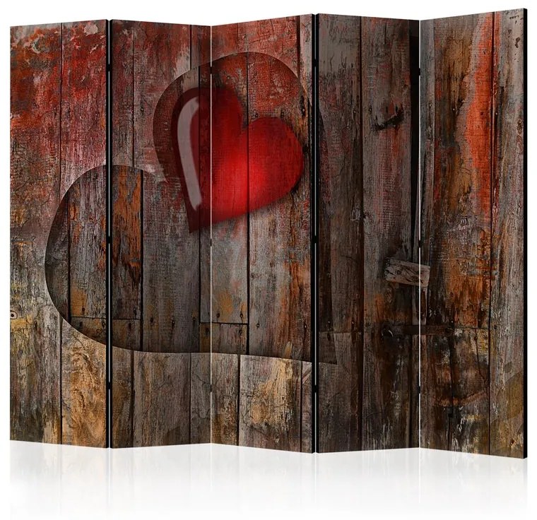 Paravento  Heart on wooden background II [Room Dividers]  Colore ---, Dimensioni e Misure 225x172